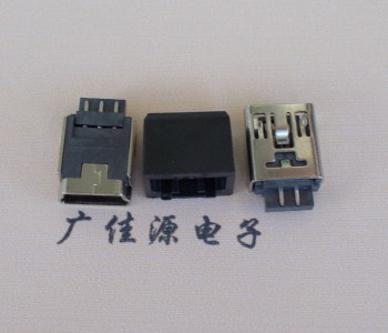 太原MINI USB 5Pin接口 带护套焊线母座 B型180度铜壳